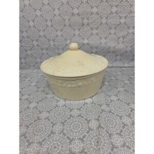 Crooksville Round 1.75 Qt.‎ Casserole Dish with Lid Cream Fruit Border MCM